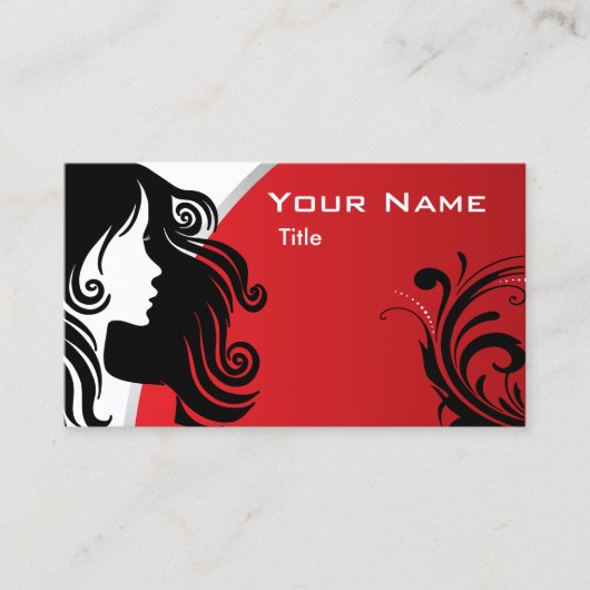 Stijlvolle Silhouette Woman Hair Stylist | Rood Visitekaartje (Voorkant)
