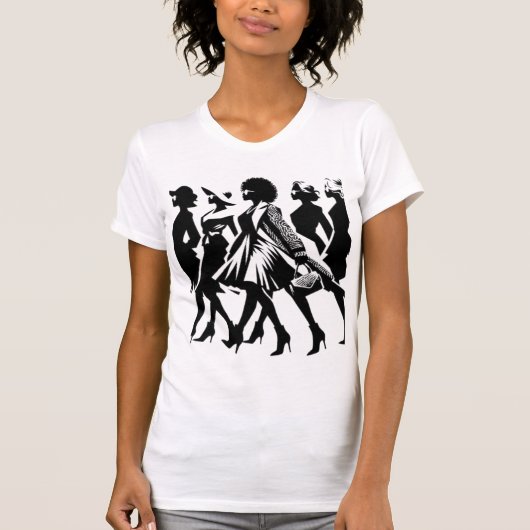 Stijlvolle Silhouetten Parade van Mode T-shirt (Voorkant)