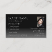 Stijlvolle Silver Chic Mirror Font met Foto Modern Visitekaartje (Achterkant)