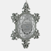 Stijlvolle Silver Floral Swirls bruiloft Jubileum Tin Sneeuwvlok Ornament (Links)