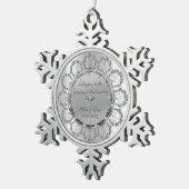 Stijlvolle Silver Floral Swirls bruiloft Jubileum Tin Sneeuwvlok Ornament (Rechts)