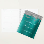 Stijlvolle Silver Glitter Drip Green Afspraken Planner (Display)
