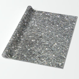 Stijlvolle Silver Glitter Glitz Foto Cadeaupapier
