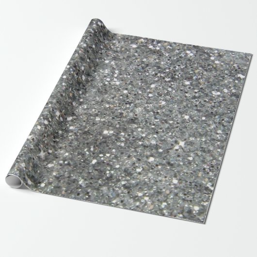 Stijlvolle Silver Glitter Glitz Foto Cadeaupapier (Uitgerold)