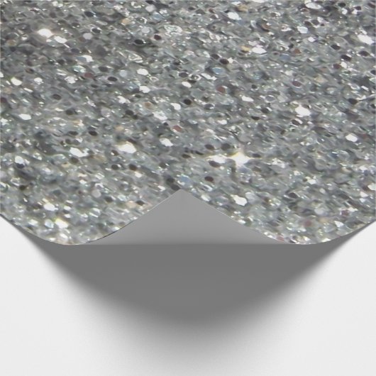 Stijlvolle Silver Glitter Glitz Foto Cadeaupapier (Hoek)