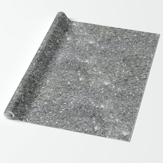 Stijlvolle Silver Glitter Glitz Foto Cadeaupapier (Uitgerold)