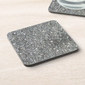 Stijlvolle Silver Glitter Glitz Foto Drankjes Onderzetter (Linkerzijde)