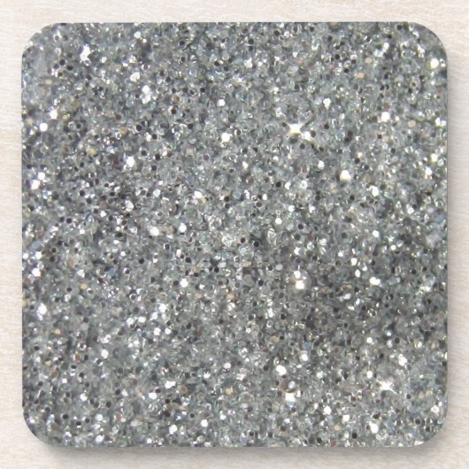 Stijlvolle Silver Glitter Glitz Foto Drankjes Onderzetter (Voorkant)