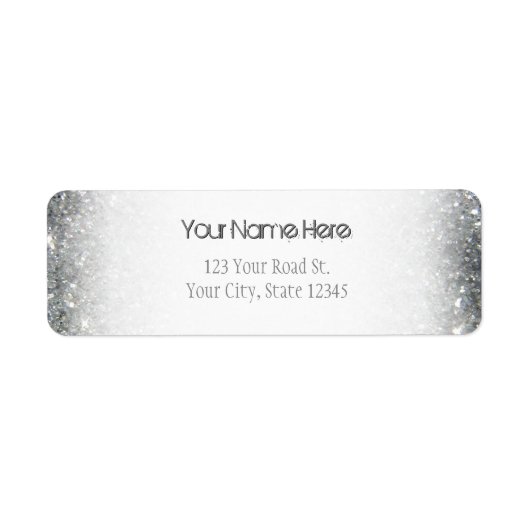 Stijlvolle Silver Glitter Glitz Foto Etiket (Voorkant)