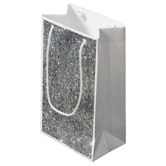 Stijlvolle Silver Glitter Glitz Foto Klein Cadeauzakje (Voorkant Gekanteld)