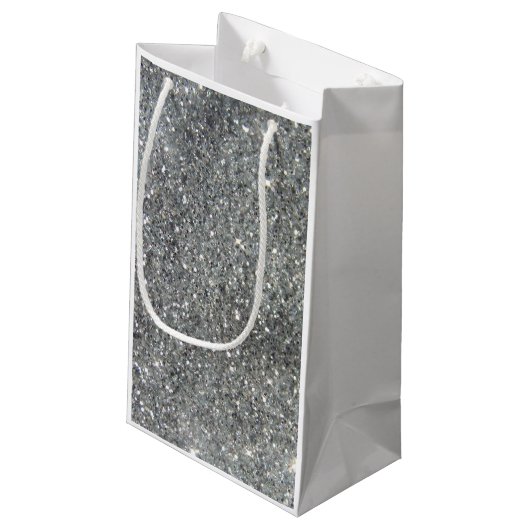 Stijlvolle Silver Glitter Glitz Foto Klein Cadeauzakje (Achterkant Gekanteld)