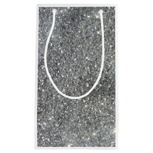 Stijlvolle Silver Glitter Glitz Foto Klein Cadeauzakje (Voorkant)