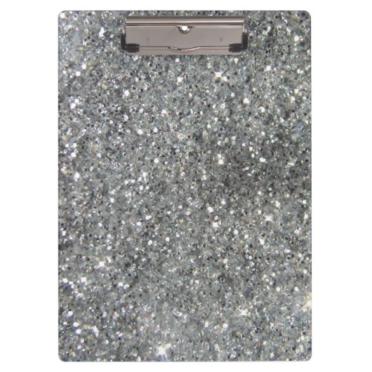 Stijlvolle Silver Glitter Glitz Foto Klembord (Voorkant)