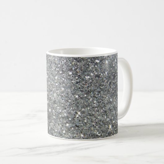 Stijlvolle Silver Glitter Glitz Foto Koffiemok (Voorkant rechts)