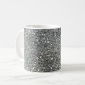 Stijlvolle Silver Glitter Glitz Foto Koffiemok (Voorkant links)