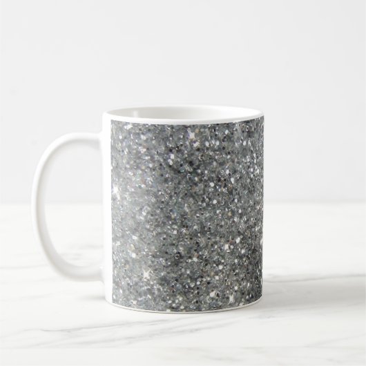 Stijlvolle Silver Glitter Glitz Foto Koffiemok (Links)