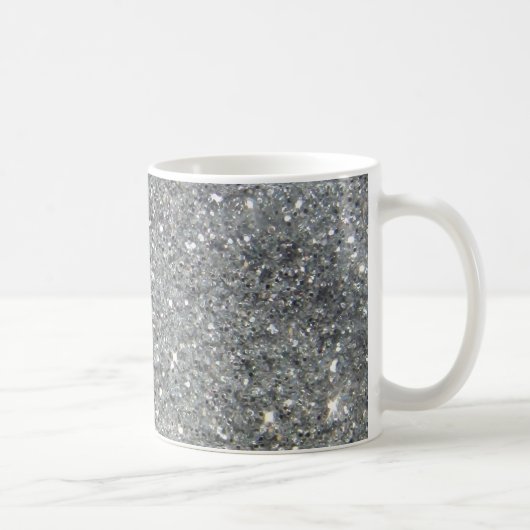 Stijlvolle Silver Glitter Glitz Foto Koffiemok (Rechts)