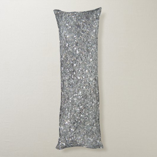 Stijlvolle Silver Glitter Glitz Foto Lichaamskussen (Achterkant (Verticaal))