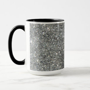 Stijlvolle Silver Glitter Glitz Foto Mok