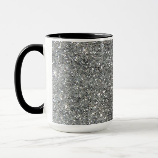 Stijlvolle Silver Glitter Glitz Foto Mok (Links)