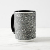 Stijlvolle Silver Glitter Glitz Foto Mok (Voorkant links)