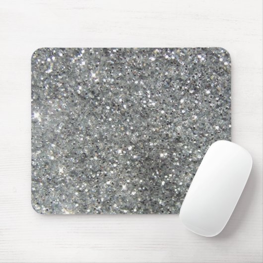 Stijlvolle Silver Glitter Glitz Foto Muismat (Met muis)