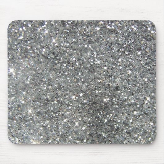 Stijlvolle Silver Glitter Glitz Foto Muismat (Voorkant)