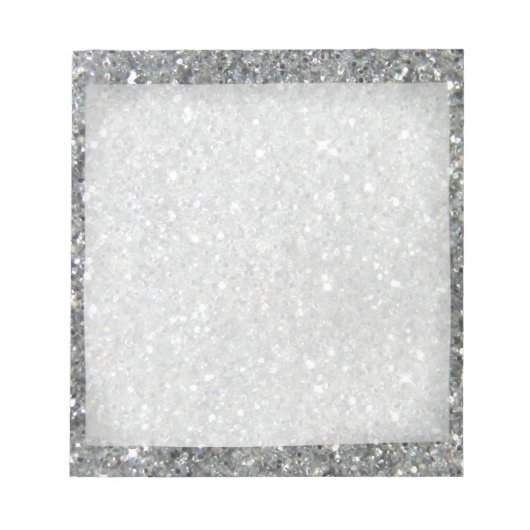 Stijlvolle Silver Glitter Glitz Foto Notitieblok (Voorkant)