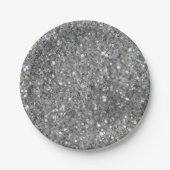 Stijlvolle Silver Glitter Glitz Foto Papieren Bordje (Voorkant)