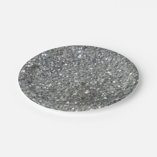 Stijlvolle Silver Glitter Glitz Foto Papieren Bordje (Gekanteld)