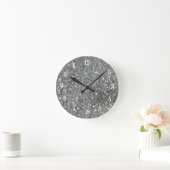 Stijlvolle Silver Glitter Glitz Foto Ronde Klok (Huis)