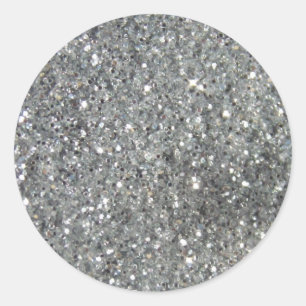 Stijlvolle Silver Glitter Glitz Foto Ronde Sticker