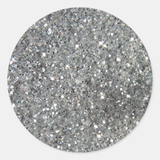 Stijlvolle Silver Glitter Glitz Foto Ronde Sticker (Voorkant)