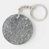 Stijlvolle Silver Glitter Glitz Foto Sleutelhanger (Achterkant)