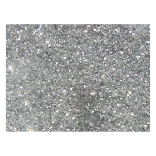 Stijlvolle Silver Glitter Glitz Foto Tafelkleed (Voorkant (Horizontaal))