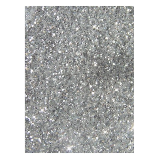 Stijlvolle Silver Glitter Glitz Foto Tafelkleed (Voorkant)