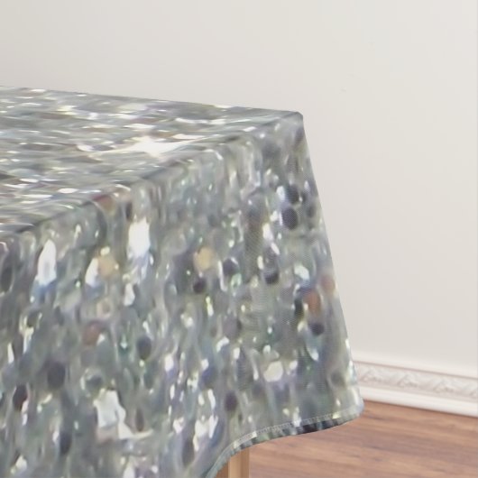 Stijlvolle Silver Glitter Glitz Foto Tafelkleed (Voorbeeld)