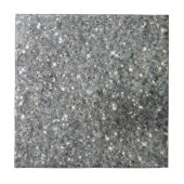 Stijlvolle Silver Glitter Glitz Foto Tegeltje (Voorkant)