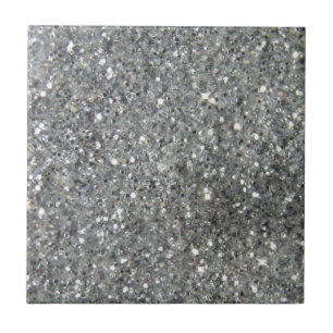 Stijlvolle Silver Glitter Glitz Foto Tegeltje