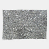 Stijlvolle Silver Glitter Glitz Foto Theedoek (Horizontaal)