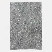 Stijlvolle Silver Glitter Glitz Foto Theedoek (Verticaal)