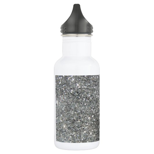 Stijlvolle Silver Glitter Glitz Foto Waterfles (Links)