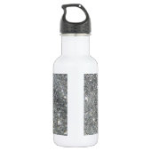 Stijlvolle Silver Glitter Glitz Foto Waterfles (Achterkant)