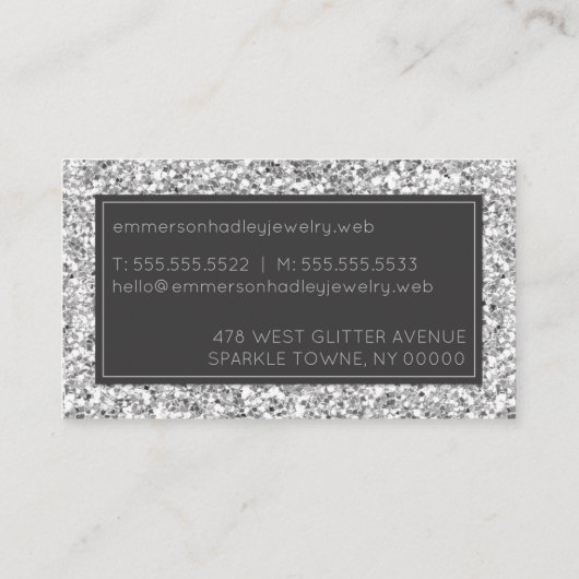 Stijlvolle Silver Glitter Professional Visitekaartje (Achterkant)