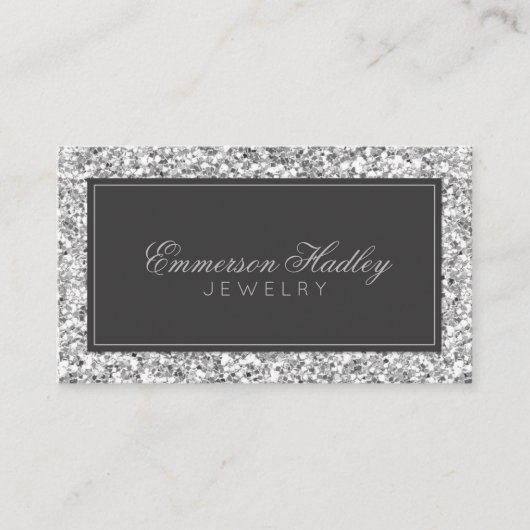 Stijlvolle Silver Glitter Professional Visitekaartje (Voorkant)