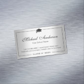 Stijlvolle Silver Metallic look Afstuderen Name Ca Magnetisch Visitekaartje (Voorbeeld)