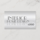 Stijlvolle Silver Mirror-letters met Logo Modern Visitekaartje (Voorkant)