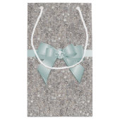 Stijlvolle Silver Sequins, Bow & Ribbon Klein Cadeauzakje (Achterkant)