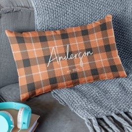 Stijlvolle Sinaasappel & zwarte Herfst kleur Plaid Kussen