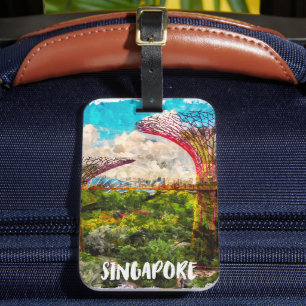 Stijlvolle Singapore Azië Waterverf reizen Bagagelabel